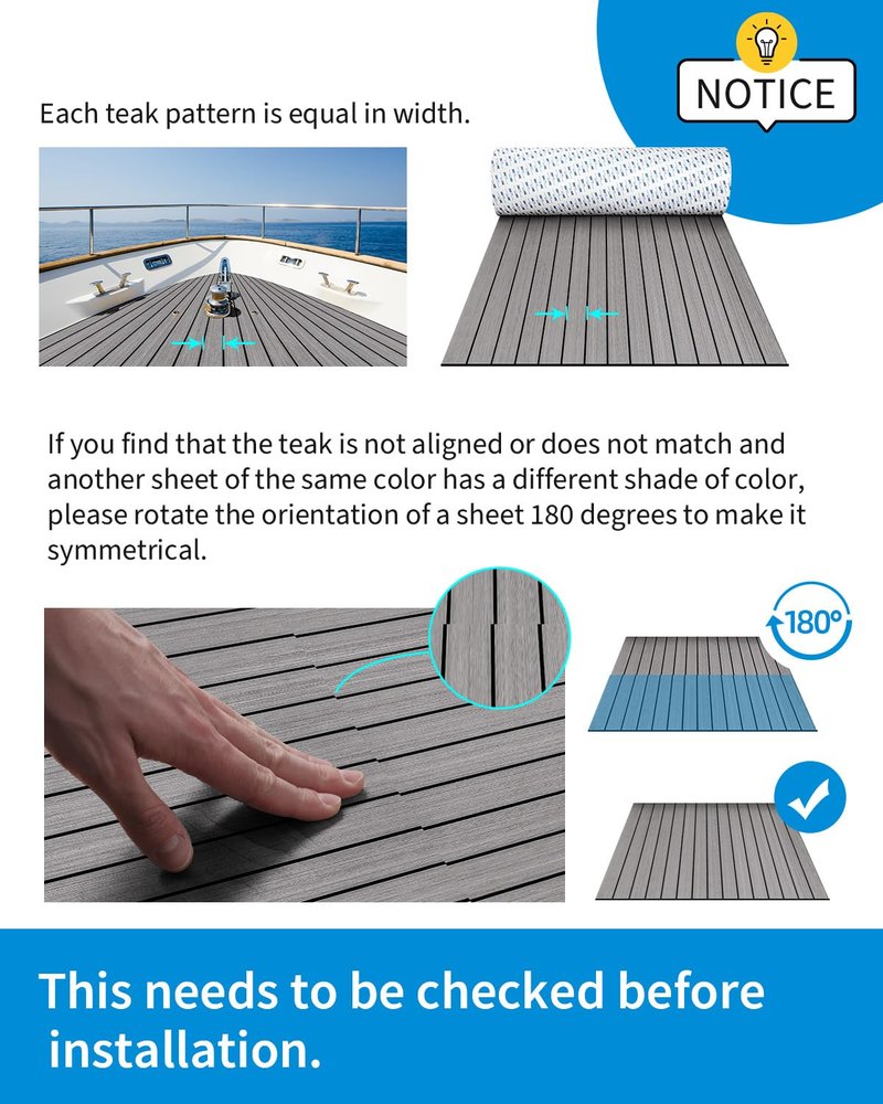 OCEANBROAD Self-Adhesive 48''x16.8'' Boat Flooring with 3M Adhesive Backing EVA Foam Boat Decking Faux Teak Marine Non-Slip Sheet for Jon Motor Boats Yacht Helm Pad Floor, Brown with Black Seam Lines