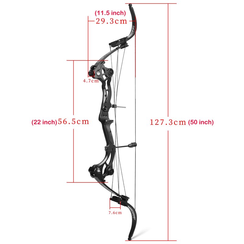 ZSHJGJR Recurve Bow American Hunting Bow 320FPS Draw Weight 40-55lbs Adjustable Compound Bow Right Hand for Archery Hunting Fishing Shooting (Black Bow Only)