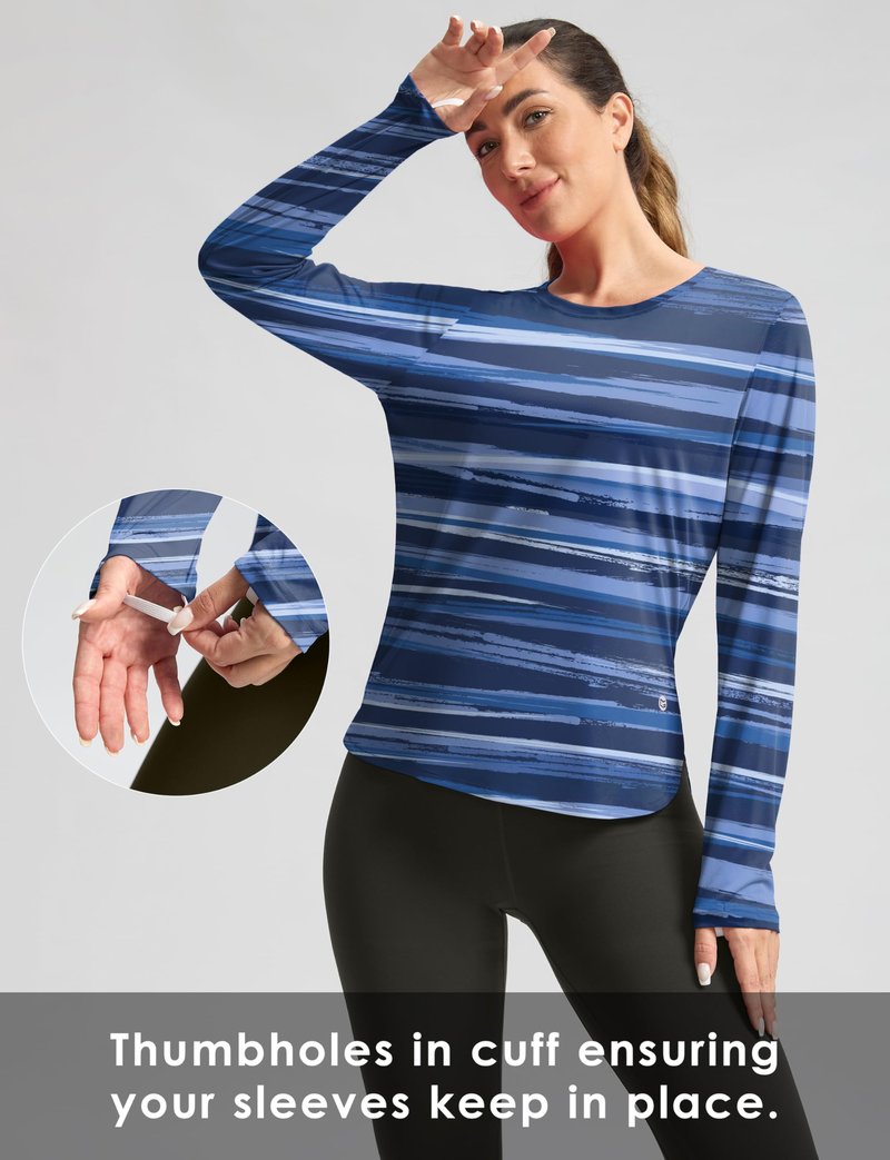 Women's Sun Shirts UPF 50+ Long Sleeve UV Protection Shirt Lightweight Quick Dry Workout Hiking Tops for Women(Ripple Blue,M)