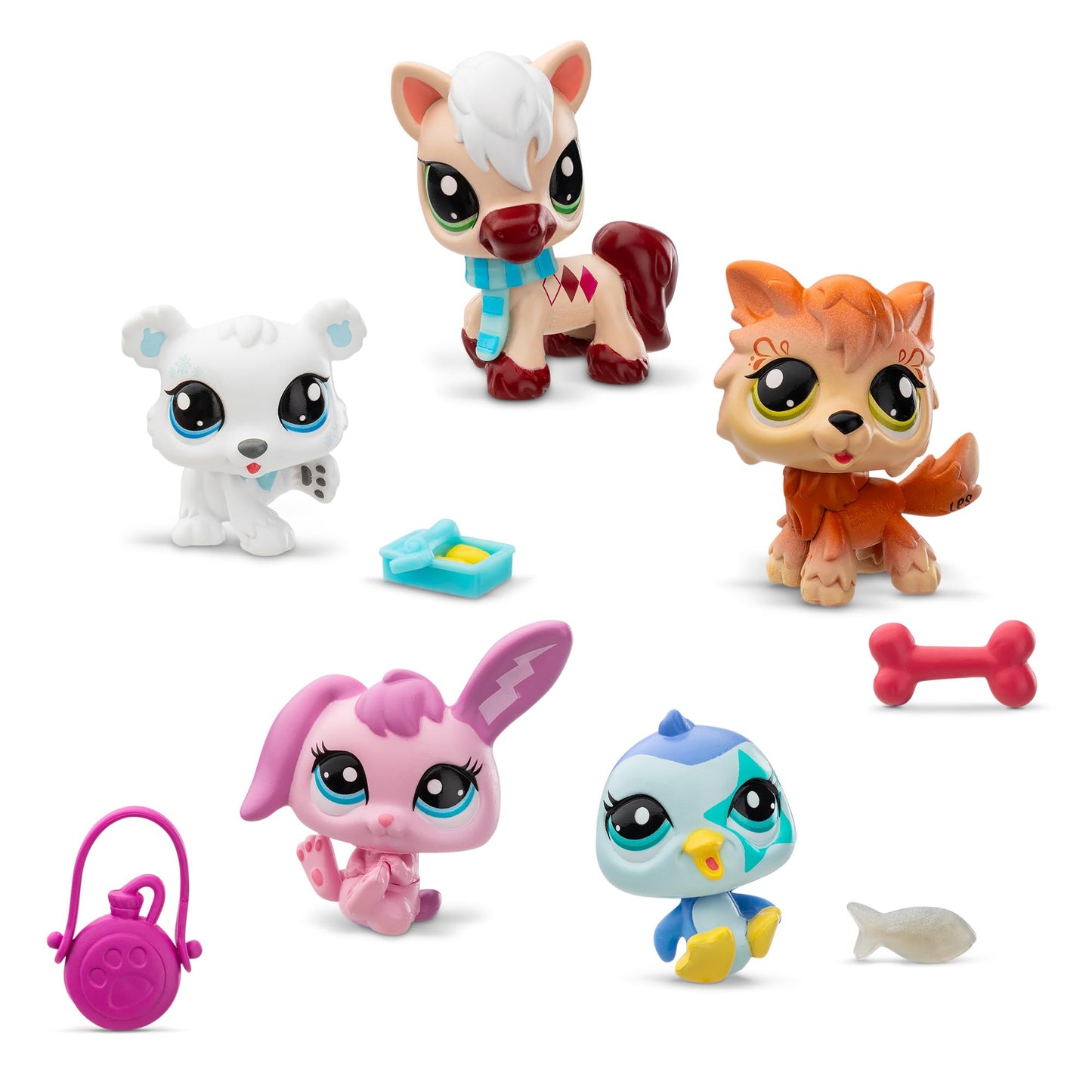 Littlest Pet Shop Series 2 Collectors 5 Pack Winter Besties | The Pack Contains 5 LPS Mini Pet Toys 7 Accessories 1 Collector Card And 1 Virtual Code | Collectable Toys For Girls And Boys