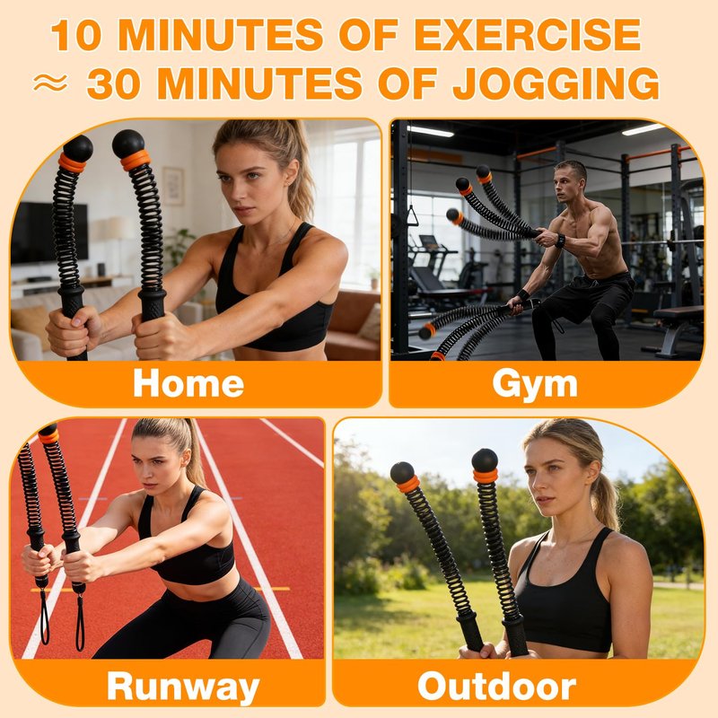 Weighted Ropeless Battle Ropes,Heavy Duty Portable Cordless Battle Ropes for Home Gym with Poster,Workout Exercise Rope for Strength Building,Fitness Equipment for Men & Women(Black)