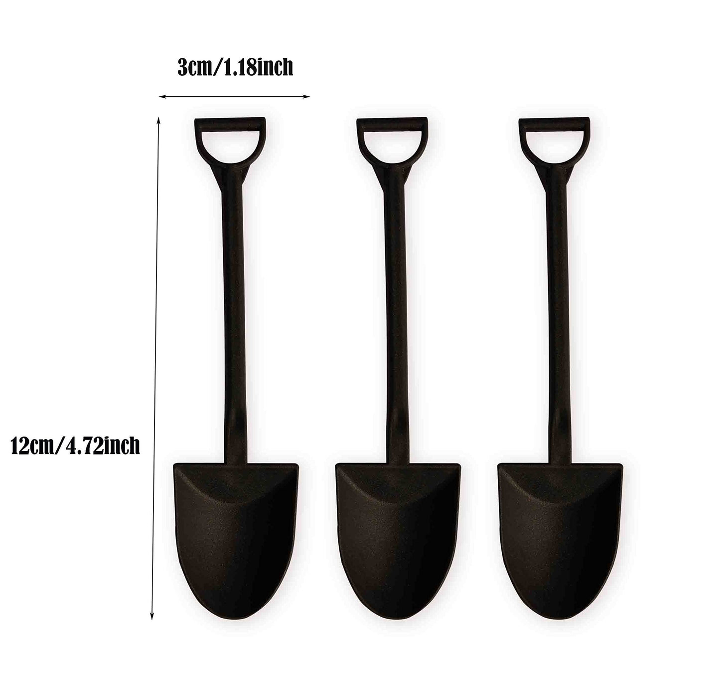 QWloog Magzipo Mini Shovel Shape Spoons,Disposable Plastic Dessert Spoon,Black(60)