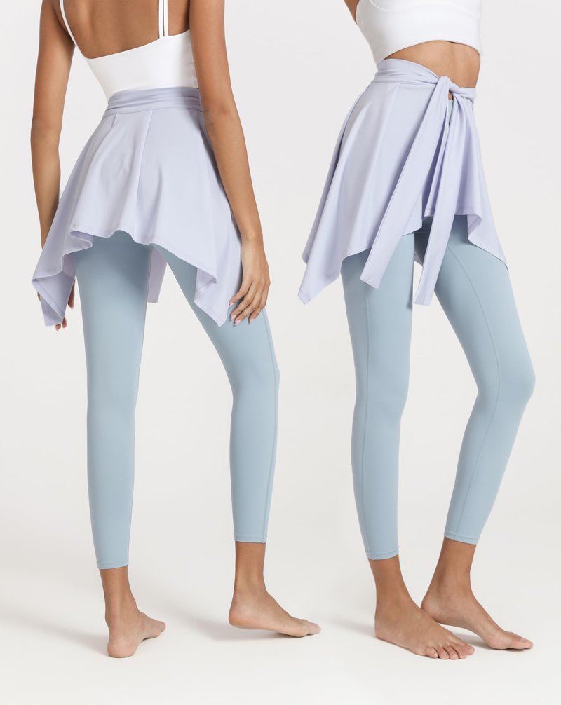 PEHMEA Women's One Piece Straps Yoga Ballet Tennis Jogging Skirts Tie Up Skirts Cover Up (Light Blue, One Size)