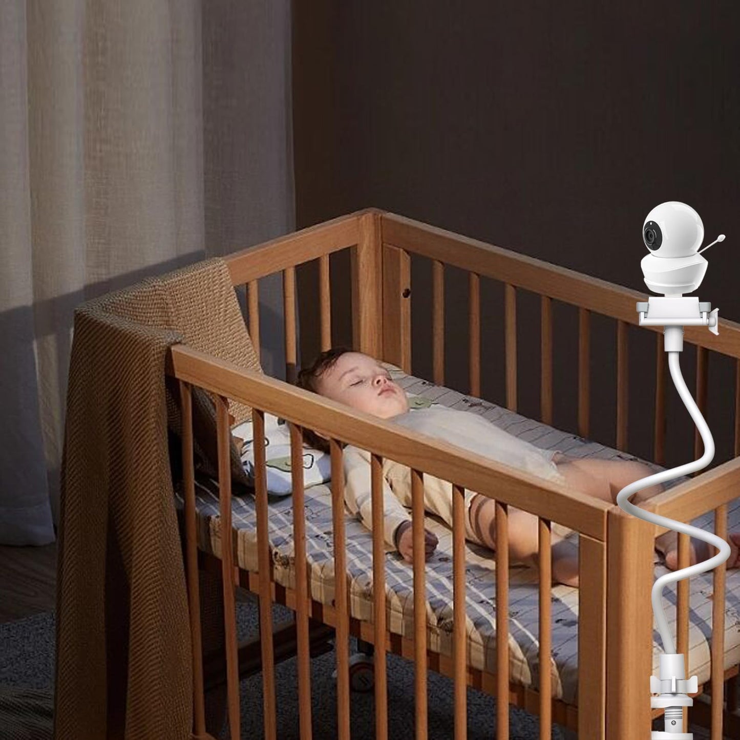 Derebir Baby Camera Monitor Mount Holder Compatible with Babysense V43_2CAM and MaxView 2CAM Camera Baby Flexible Baby Monitor Mount Stand (33.7 inch)