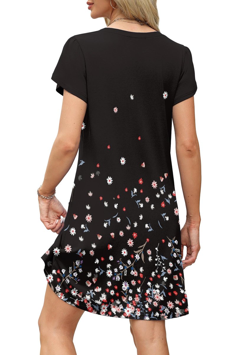 OFEEFAN Womens Summer Fall Dresses 2026 Tshirt Loose Homecoming Sundresses Beach Vacation Clothes Boho Outfits Print 07 XL