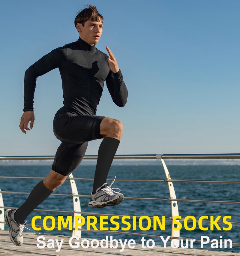 BLONGW Compression Socks for Women & Men Circulation (4 Pairs) 15-20 mmHg is Best Support for Nurses Running Hiking Travel,Large-X-Large