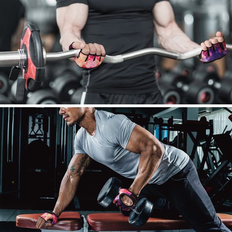 RYMNT Minimal Weight Lifting Gloves,Short Micro Workout Gloves Grip Pads with Full Palm Protection & Extra Grip for Men Women Weightlifting,Gym,Exercise Training.Galaxy-Large