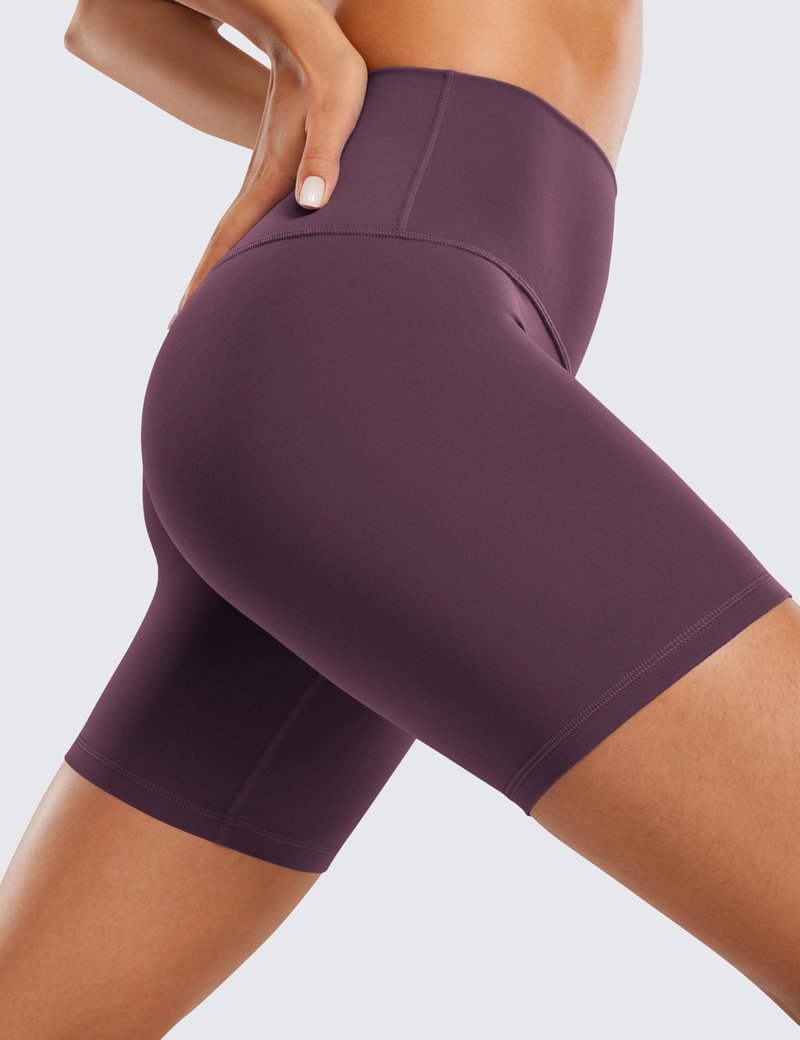 CRZ YOGA ButterLuxe Biker Shorts 6" - High Waisted Workout Running Volleyball Spandex Yoga Womens Grape Thistle Purple Medium
