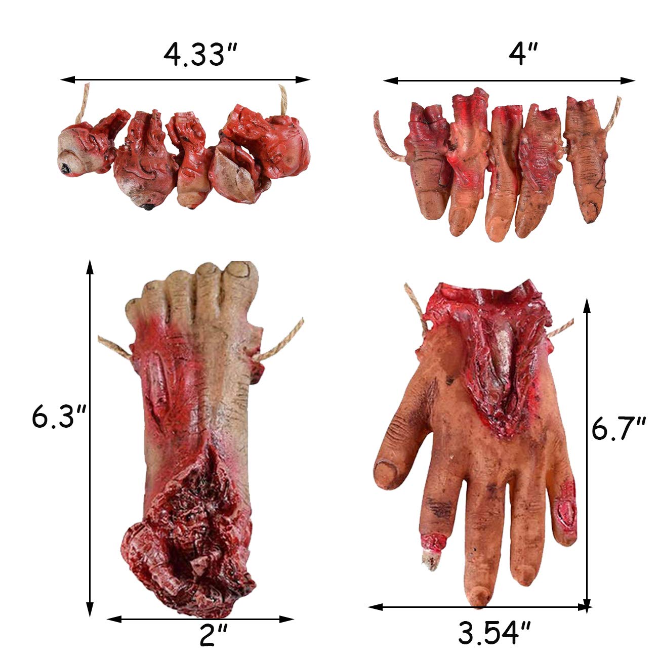 UCSAJI 5PCS Halloween Severed Broken Body Parts Halloween Blood Props Realistic Severed Horror Hand Foot for Party Decorations Props Haunted House