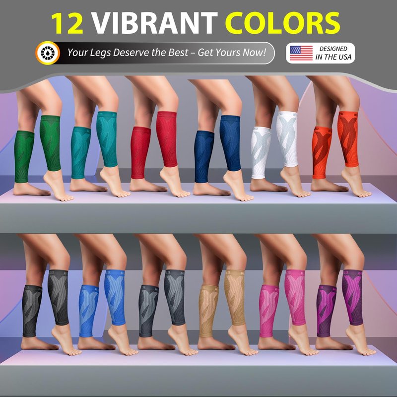 BLITZU Calf Compression Sleeve for Women and Men, Shin Splint Sleeves for Varicose Veins, Nursing, Pregnancy, Running, Footless Compression Socks Support for Calf Muscle Pain Relief White L-XL