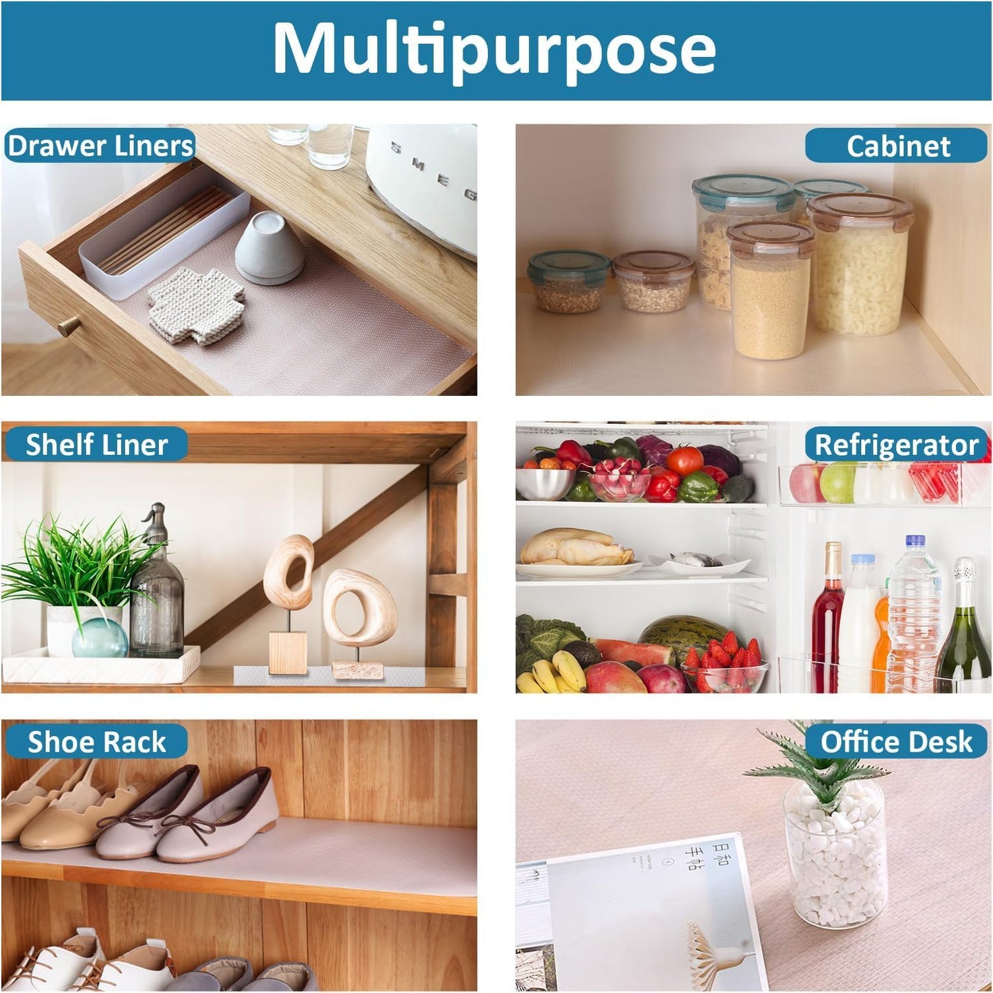 Bloss Clear Shelf Liner 11.8 x 59 Inch Non Adhesive Drawer Liner, Kitchen Cabinet Liners, Washable Cupboard Liner for Shelves, Refrigerator, Dresser