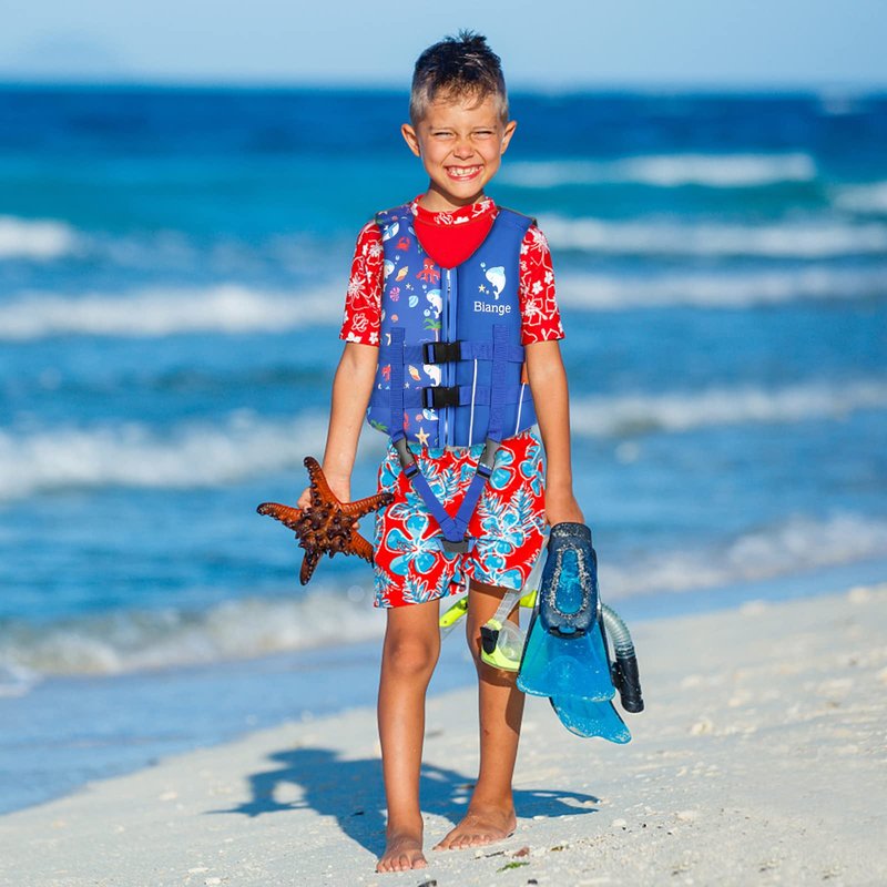 Kids Swim Vest, Child Swimming Jacket Toddler Floaties Swim Float Aid with Emergency Whistle for Boys Girls Ages 1-9 Years Old
