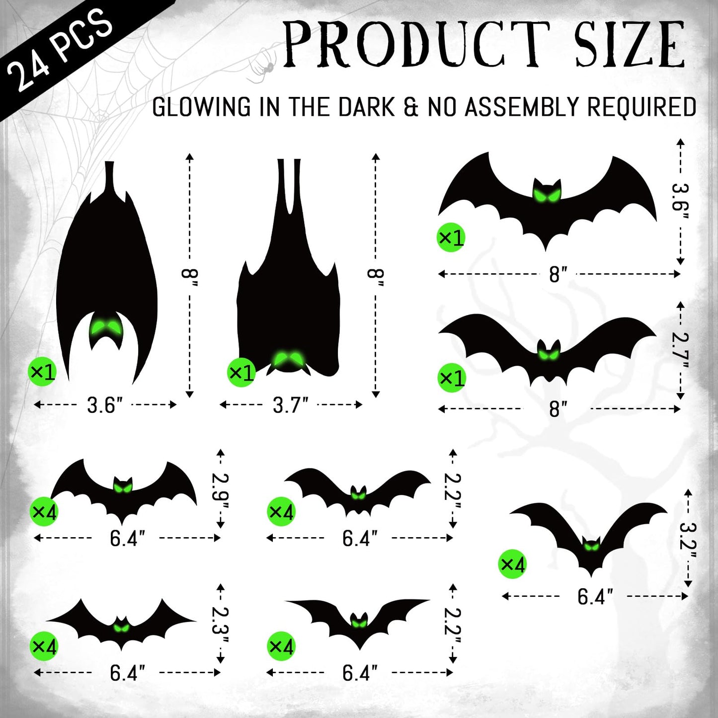 24 Pcs Halloween Garage Door Decorations Magnets Bats with Glow in The Dark Eyes Luminous Magnetic Black Bats Stickers Halloween Decorations for Garage Door Car Refrigerator