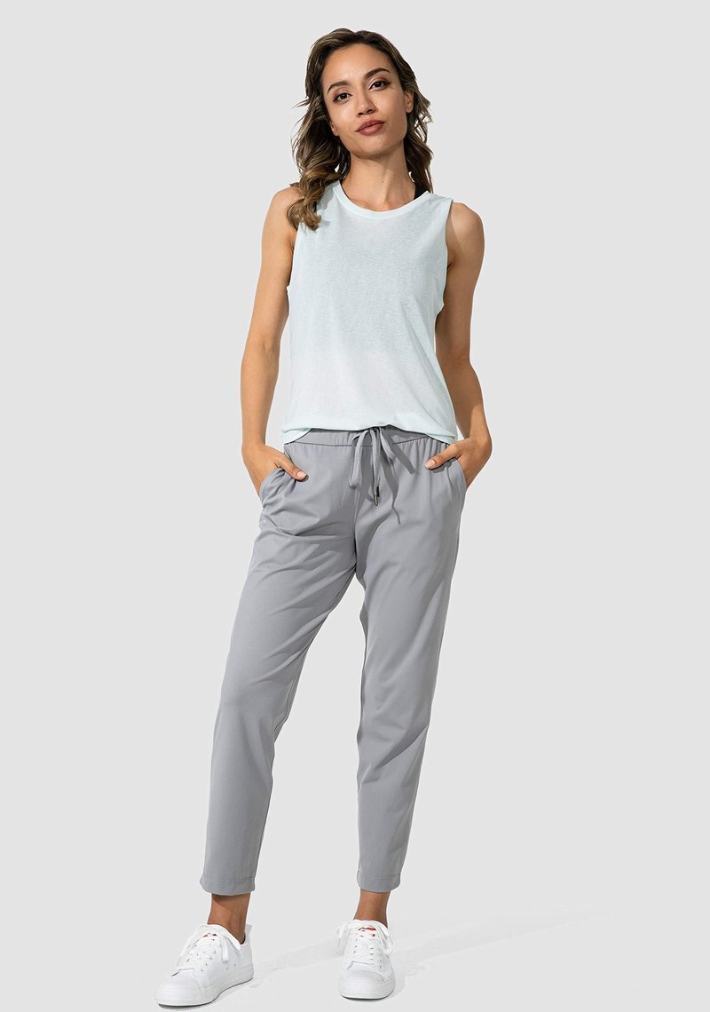 G Gradual Women's Pants with Deep Pockets 7/8 Stretch Sweatpants for Women Athletic, Golf, Lounge, Work (Light Grey, Medium)