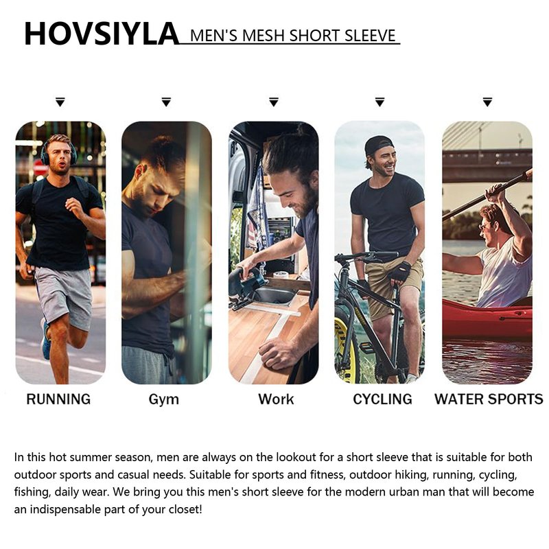 HovSiyla 5 Pack Athletic Shirts Men Sport Moisture Wicking Tops Gym Running Stripes Activewear Workout Casual T Shirts Black Burgundy Navy White Green Small