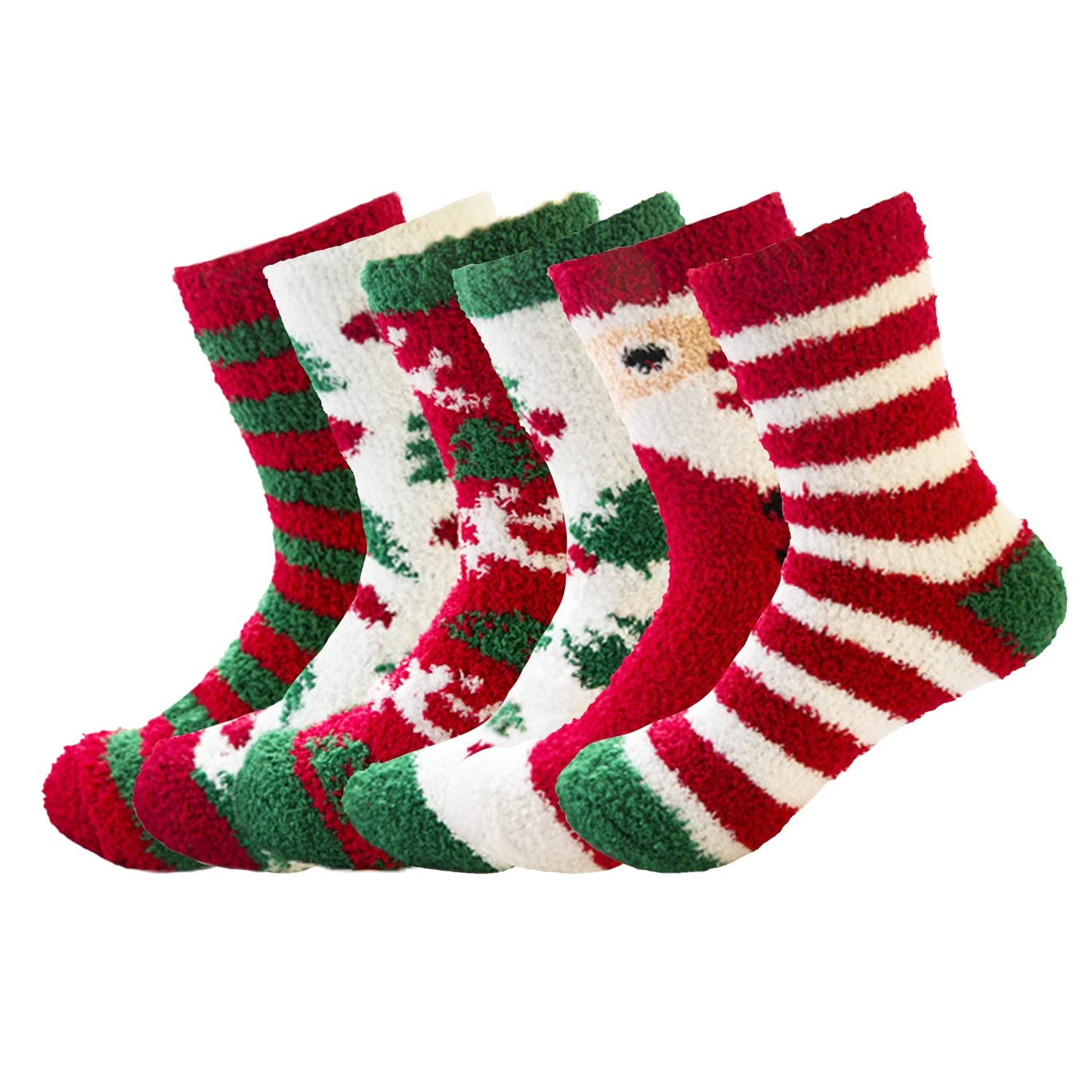 UTTPLL Gift Christmas Socks for Women Men Xmas Winter Fuzzy Socks Cute Funny Printed Fluffy Slipper Sock Set Cozy Warm Calf Dress Socks One Size