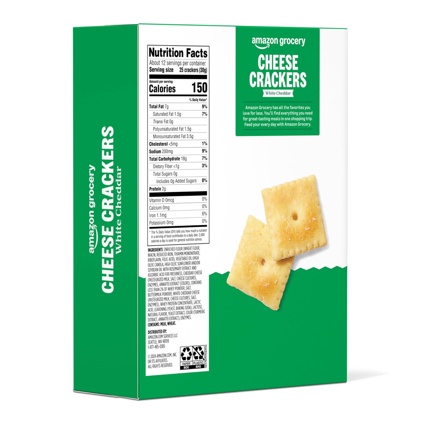 Amazon Brand – Happy Belly White Cheddar Cheese Cracker, 12.4 ounce (Pack of 1)