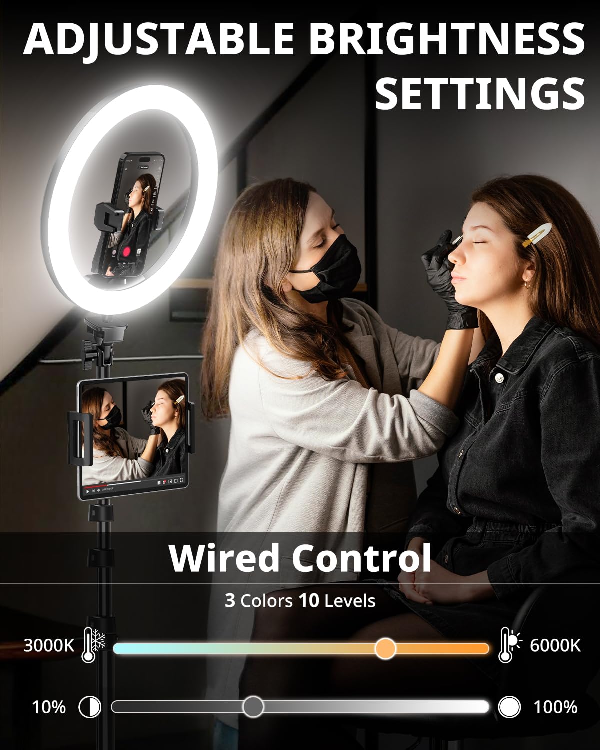UBeesize 12" Ring Light with 74" Extendable Tripod Stand & iPad, Phone Holder, LED Circle Light with Phone,Tablet Holder for Video Recording, Photography, Live Stream, Makeup, Webcam, TikTok, YouTube