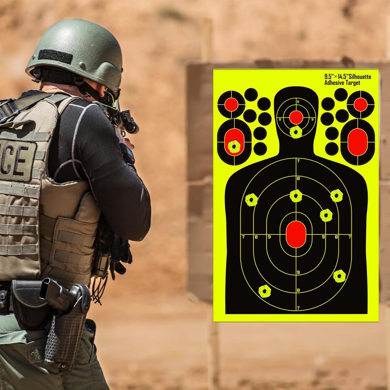 PTPHJEG 9.5x14.5 inch Silhouette Splatter Targets - Bright Fluorescent Yellow Easily seen on Impact When Hitting Target for BB Guns, airguns, Rifles, Indoor and Outdoor ranges (25 Pack)