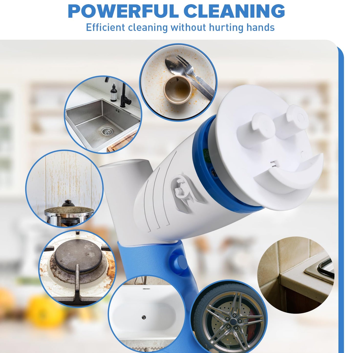 Electric Spin Handle for Scrub Daddy/Mommy Sponges with 6 Replacement Brush Heads, Power Scrubber Electric Cleaning Wand Brush for Sink/Window/Tub/Tile/Floor,Waterproof, Cordless and Rechargeable