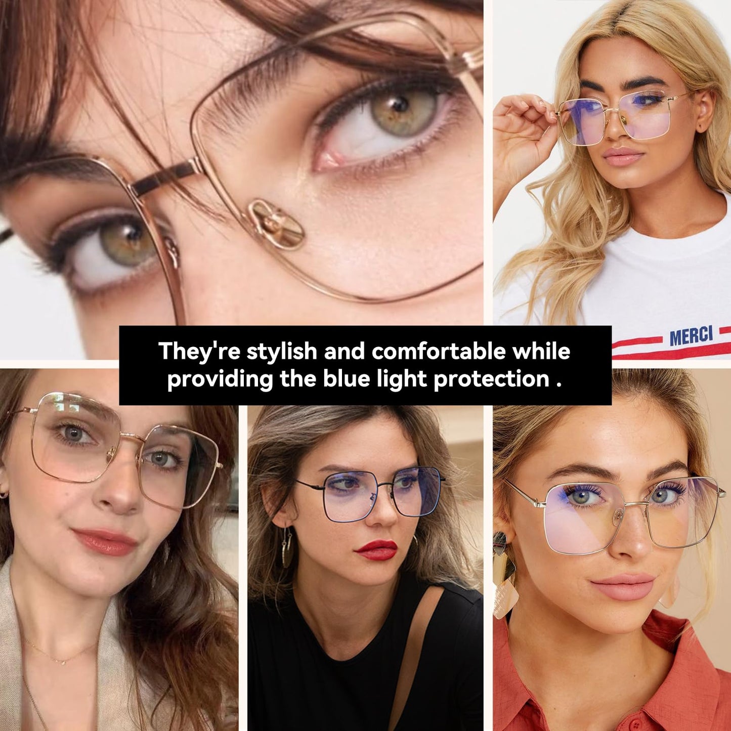 Dollger Blue Light Blocking Glasses women Anti Glare UV Filter Computer Gaming Glasses Retro matal square Eyeglasses Frame BLACK And Gold