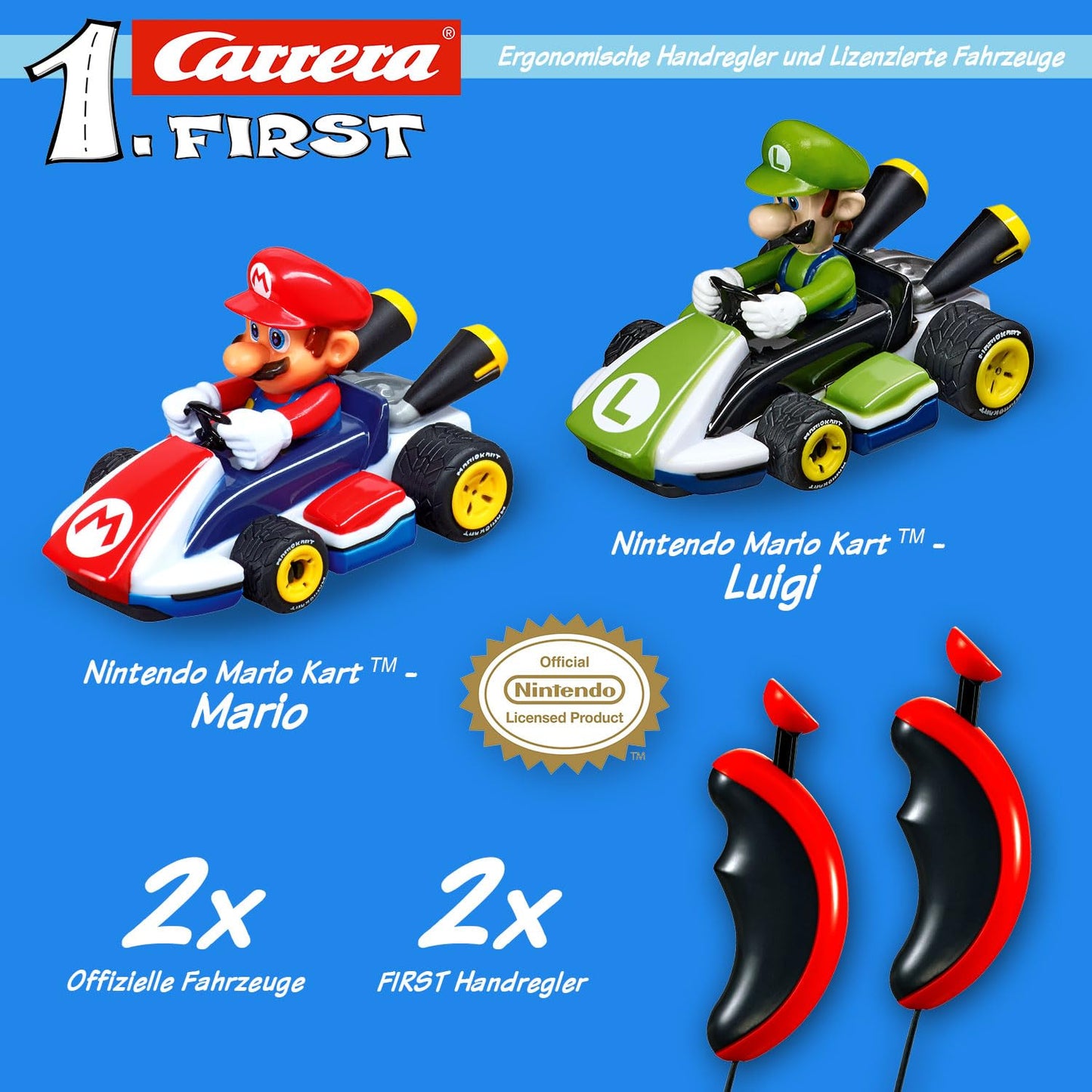 Carrera 20063028 Mario Kart - FIRST Slot Racing Track, For Children From 3 Years And Adults, 2.9 Metres, With Mario Kart - Mario & Mario Kart - Luigi - Multicolor