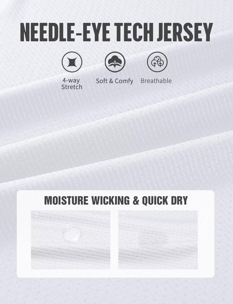 Mens Workout Shirts Dry Fit(White,L)