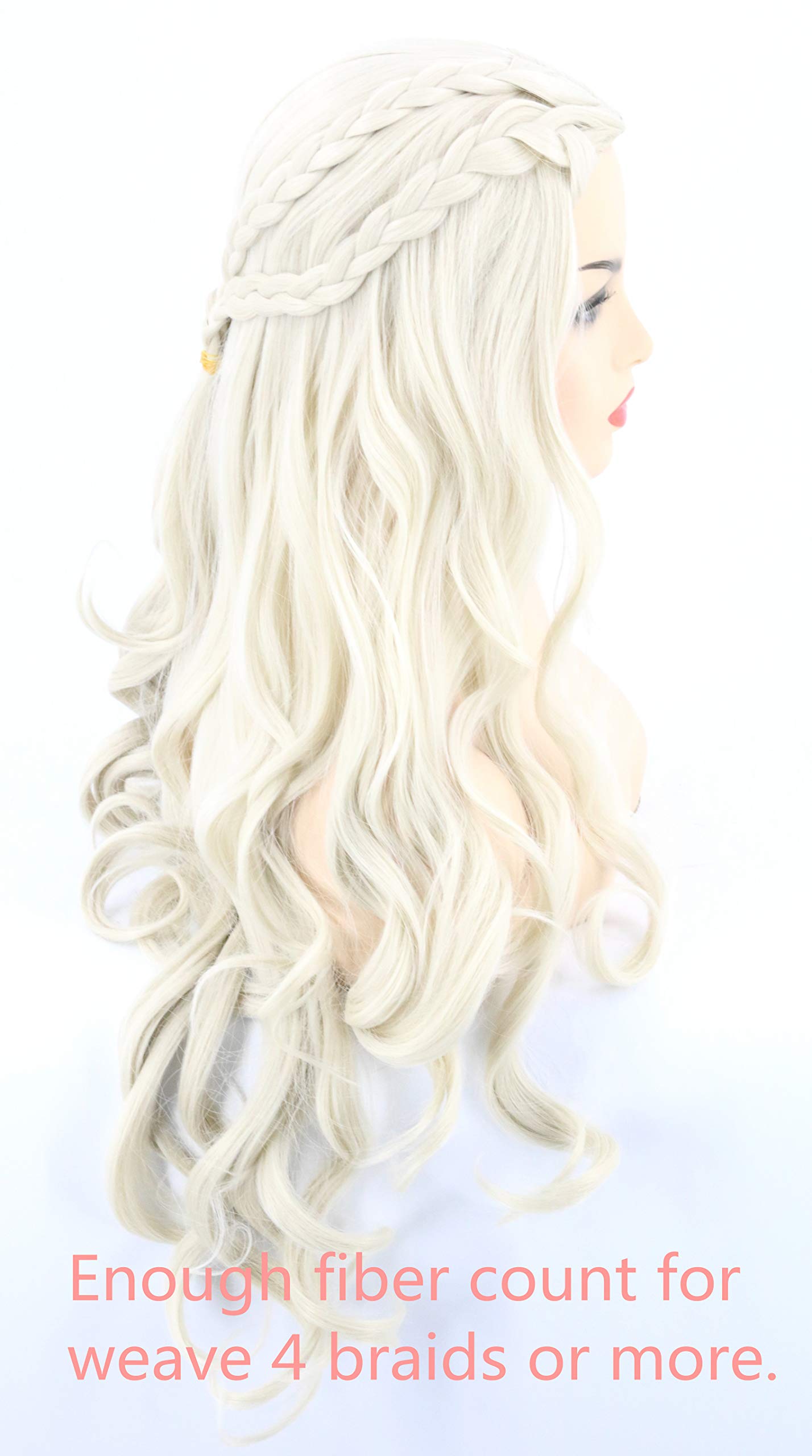 Topcosplay Women Wigs Beige Long Curly Wavy Cosplay Halloween Costume Party Wigs