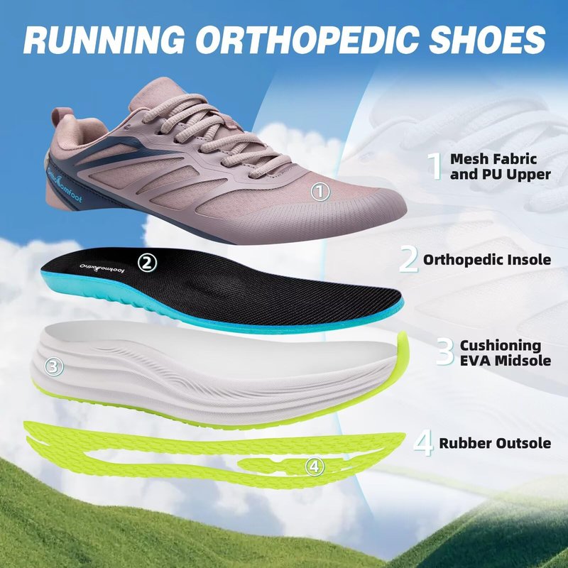 Women's Orthopedic Wide Width Toe Walking Shoes: Plantar Fasciitis Orthotic Heel Spur Diabetic Pain Relief Trail Sneakers, Arch Support Athletic Outdoor Biking Road Running Shoes Lotus Pink Size 8.5