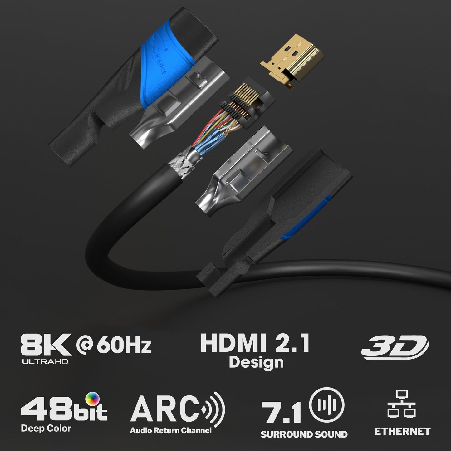 KabelDirekt – 8K / 4K HDMI Cable – 6ft & More HDMI Cables (0.5ft–75ft) – German-Engineered HDMI Cord – Supports 10K/8K@60Hz/4K@120Hz – HDMI Cable for Playstation3/4/5, HDTV, PC, Xbox, Switch