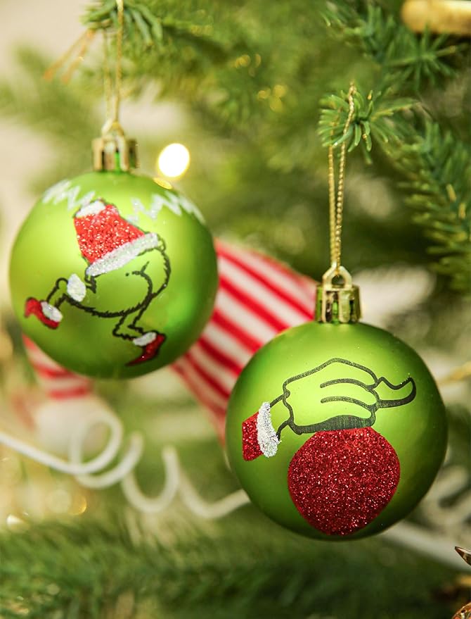 16Pcs Christmas Ball Ornaments Lime Green Red and White Christmas Tree Decorations Set 2.36" Shatterproof Plastic Ornaments for Tree, Hanging Xmas Dรฉcor for Office Holiday Home Indoor&Outdoor