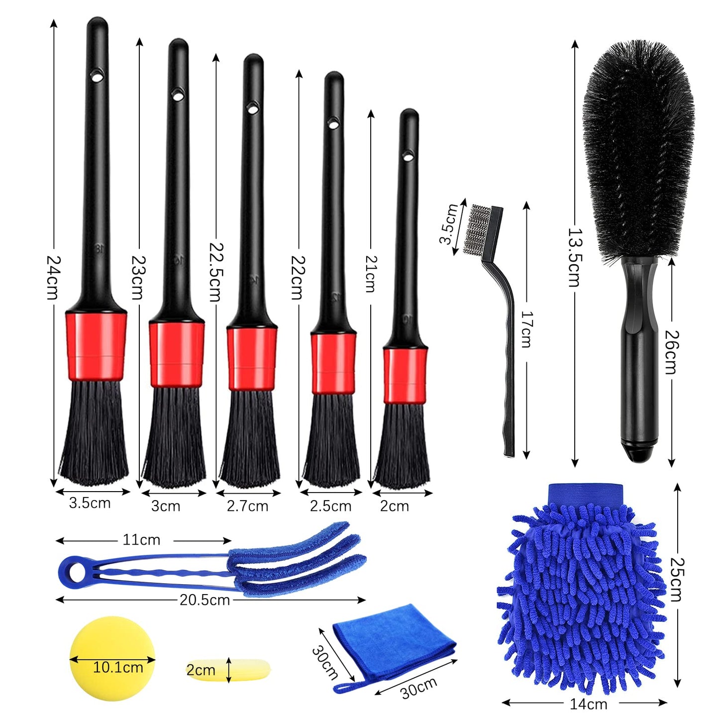 URAQT Car Detailing Cleaning Brushes Kit, 15 Pcs Car Interior Washing Tool Set, Automotive Detail Brushes for Car Exterior, Interior, Air Vents, Dashboard, Emblems, Engine, Wheel