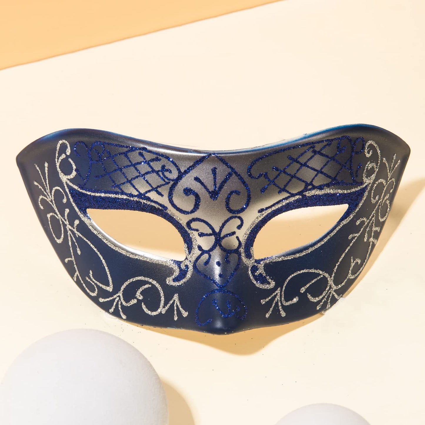 Seglorwy Masquerade Mask for Men Vintage Venetian Mardi Gras Halloween Christmas Party Masks (Blue Silver)