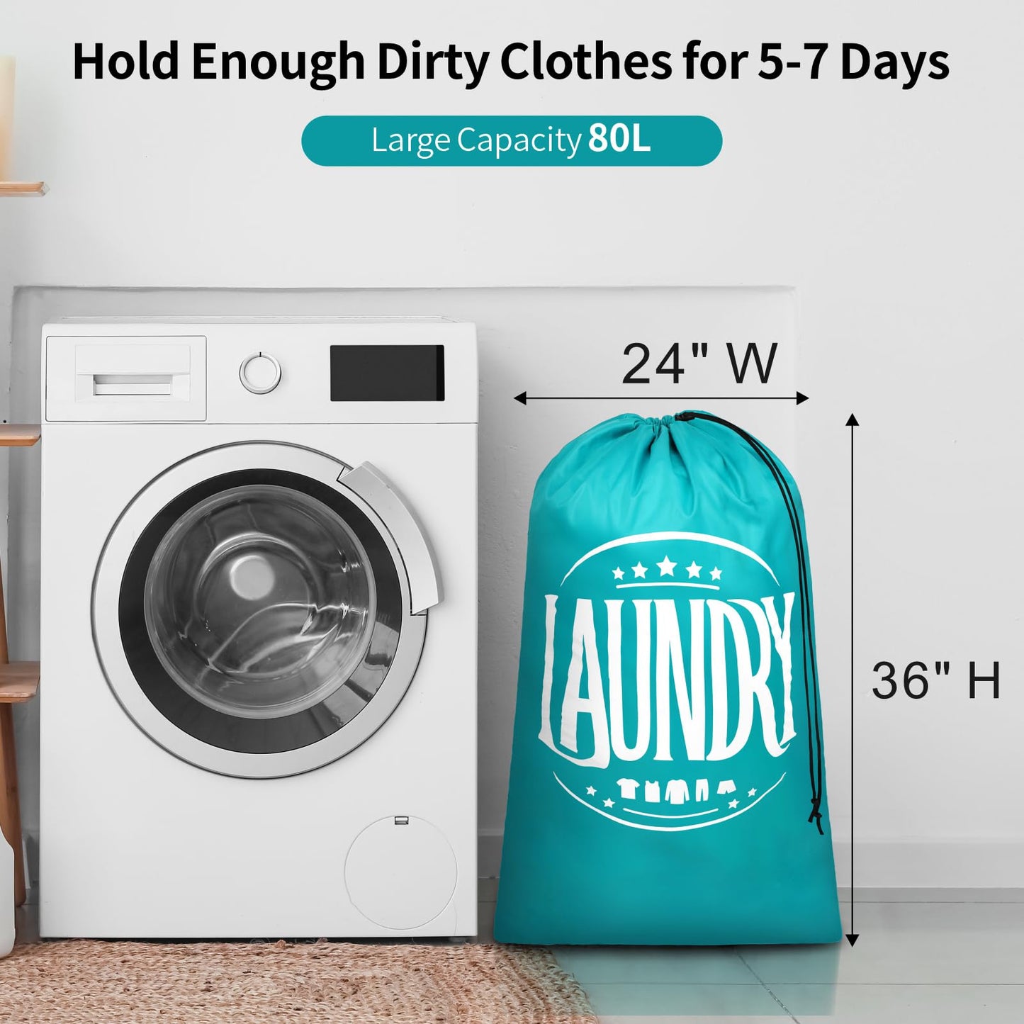 F-color Travel Laundry Bags 2 Pack - Cruise Essentials 2025 Large Dirty Clothes Travel Bag with Drawstring Closure for Cruise Cabin Camp and College Dorm Essentials, Blue +Grey