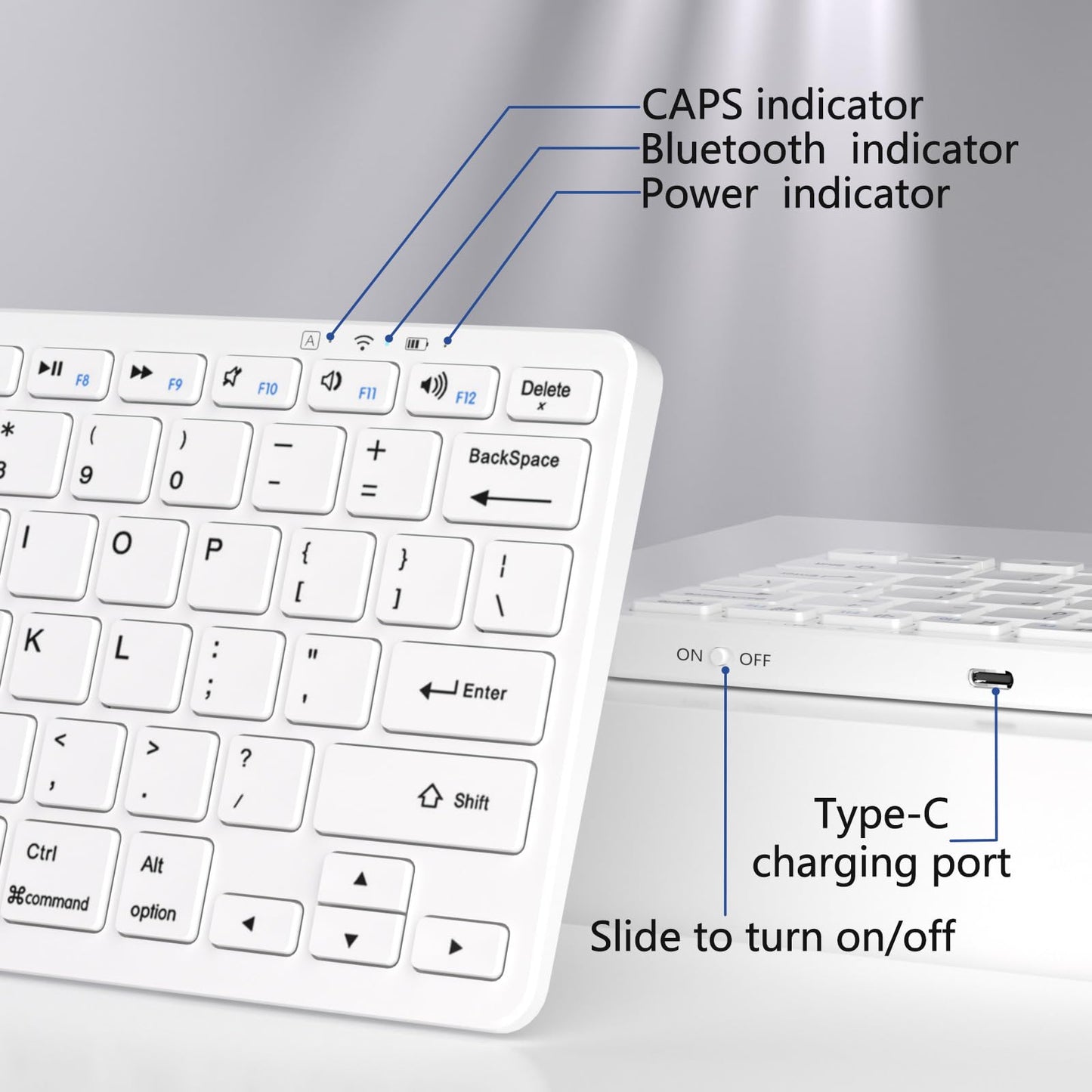 MMK Bluetooth Keyboard, Tablet Keyboard Compatible iPad 11th Generation,iPad 10th/9th/8th & Air 5th/4th, iPda Pro 13/12.9/11-Inch and Air 13/11-Inch Models and More Bluetooth-Enabled Devices-White