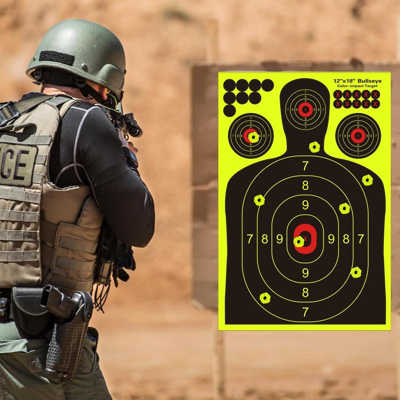 12x18 inch Silhouette Splatter Targets - Bright Fluorescent Yellow Easily seen on Impact When Hitting Target for BB Guns, airguns, Rifles, Indoor and Outdoor ranges (25 Pack)
