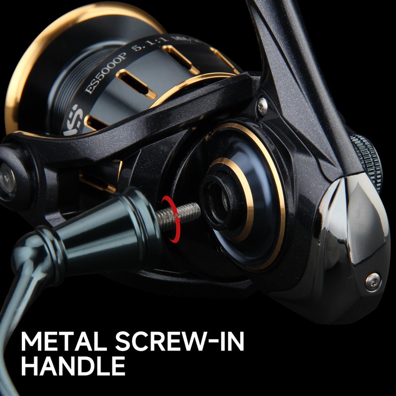 HAUT TON Dolphin Advance Edition Spinning Reel,5.2:1Gear Ratio,22LBS,5+1BB,Backlash Free Bearing,Sealed Drag System,Saltwater,Freshwater Fishing Reels (ES, 5000)