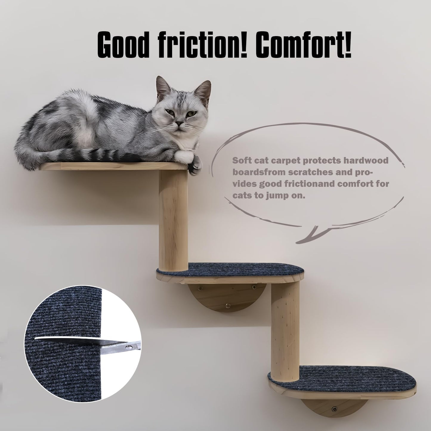 Cat Scratching Mat,Cat Scratch Furniture Protector, Trimmable Self-Adhesive Couch Protector,Carpet Replacement for Tree Shelves, Sofa and Scratching Post (40"x15.8",Dark Gray)