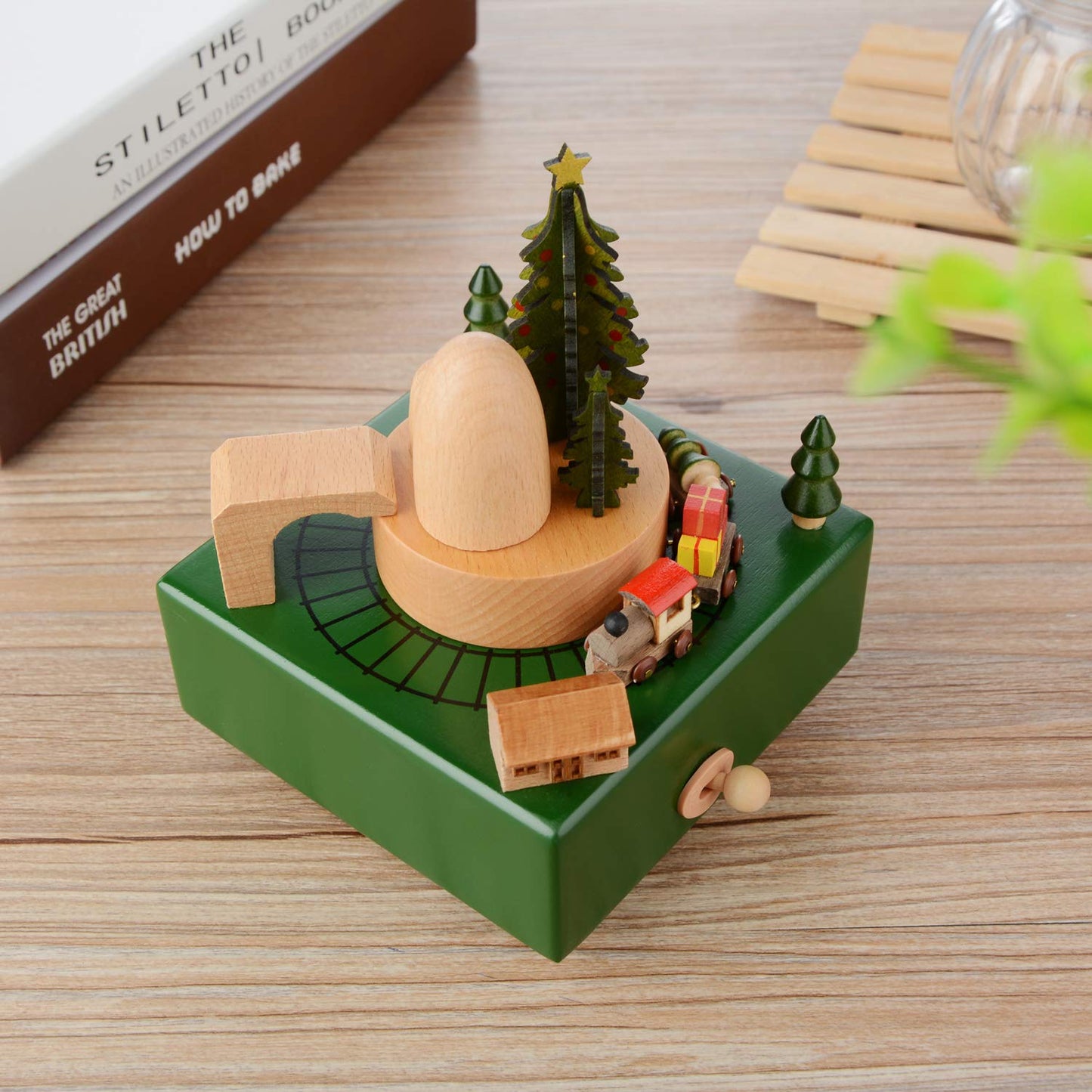 Takefuns Wooden Music Box Present Christmas Train Musical Box for Her,Musical Box Smart Castle Toy Birthday Present for Lover Friends and Children,Play Merry Christmas Song