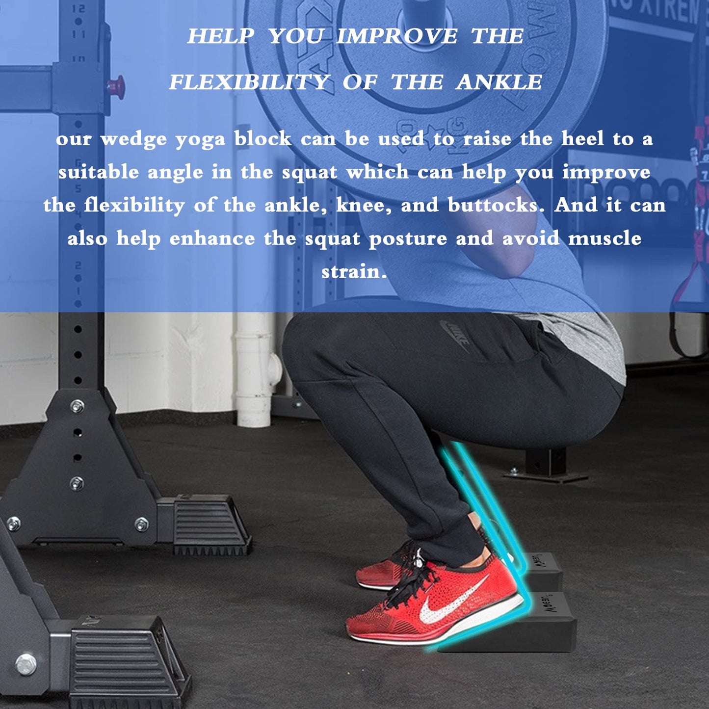 2 Pack Non-Slip Professional Squat Wedge Blocks - Heel Elevated Ramp for Squats, Calf Raises Platform for Men Women, Slant Board Trainer for Fitness, Pushup, Weightlifting, Yoga