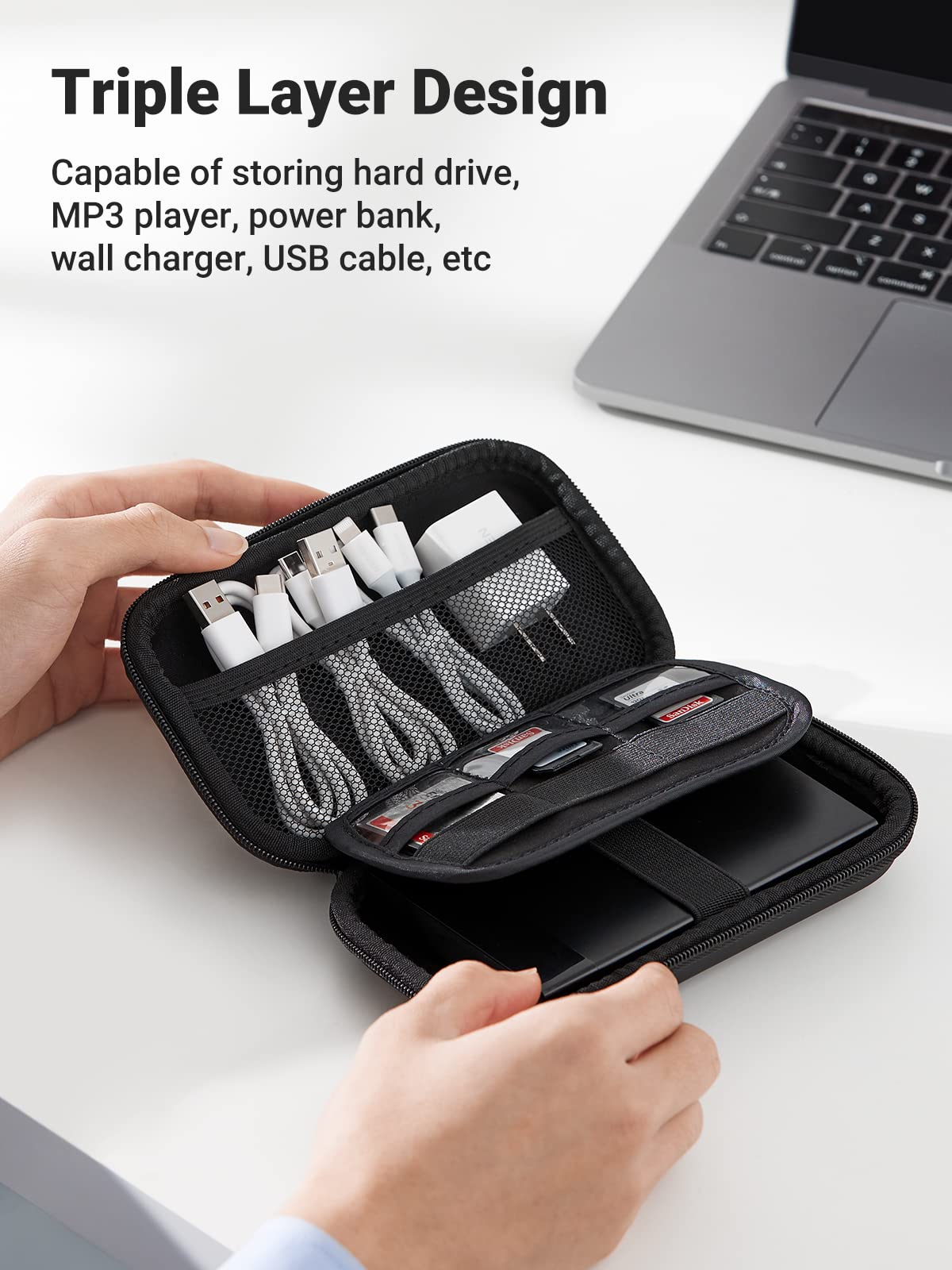 UGREEN Hard Drive Case, Portable External Hard Drive Bag for 2.5 Inch HDD SSD, Waterproof Protective Storage Pouch EVA Compatible with Solid State Drive WD Western Seagate Toshiba Lacie