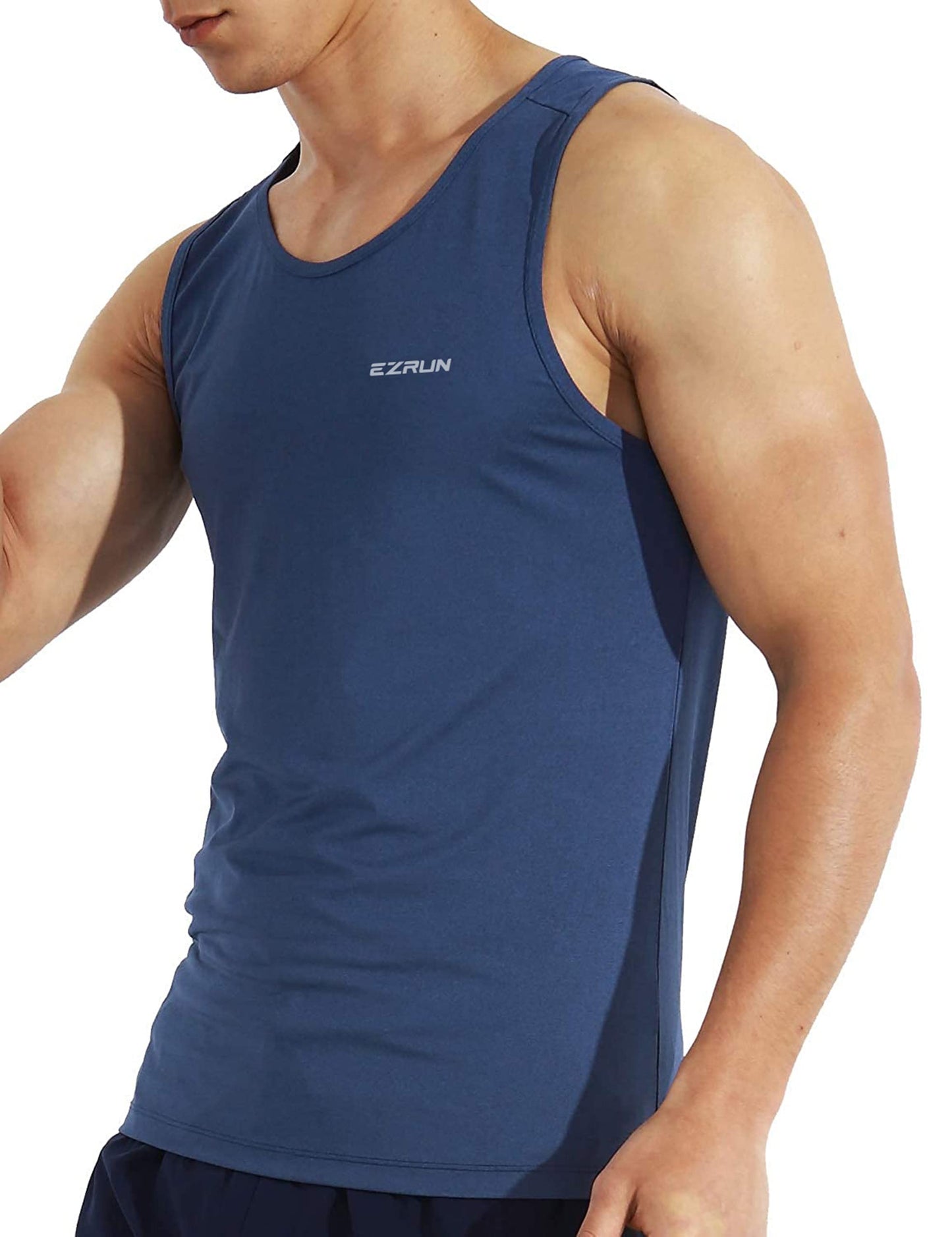 EZRUN Men's Quick Dry Sport Tank Top for Bodybuilding Gym Athletic Jogging Running,Fitness Training Workout Sleeveless Shirts(Blue,XL)