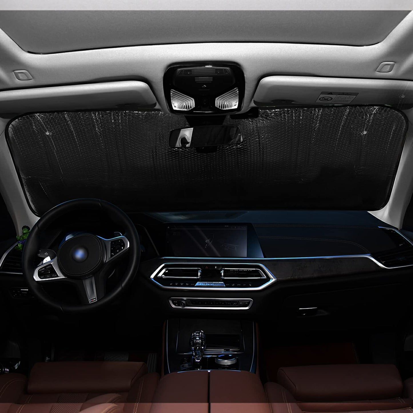 Funny Skull Car Windshield Sunshade - Skeleton Car Shade Skull Sun Shade Black Blocks UV Rays Visor Protector Accordion Folding Sun Reflector Auto Sunshade for Truck SUV to Keep Your Vehicle Cool