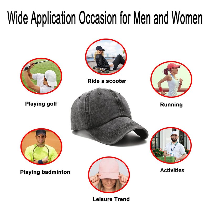 NPJY Baseball Cap Golf Dad Hat Adjustable Original Classic Low Profile Cotton Hat Vintage Washed Distressed Trucker Cap Black(Washed)