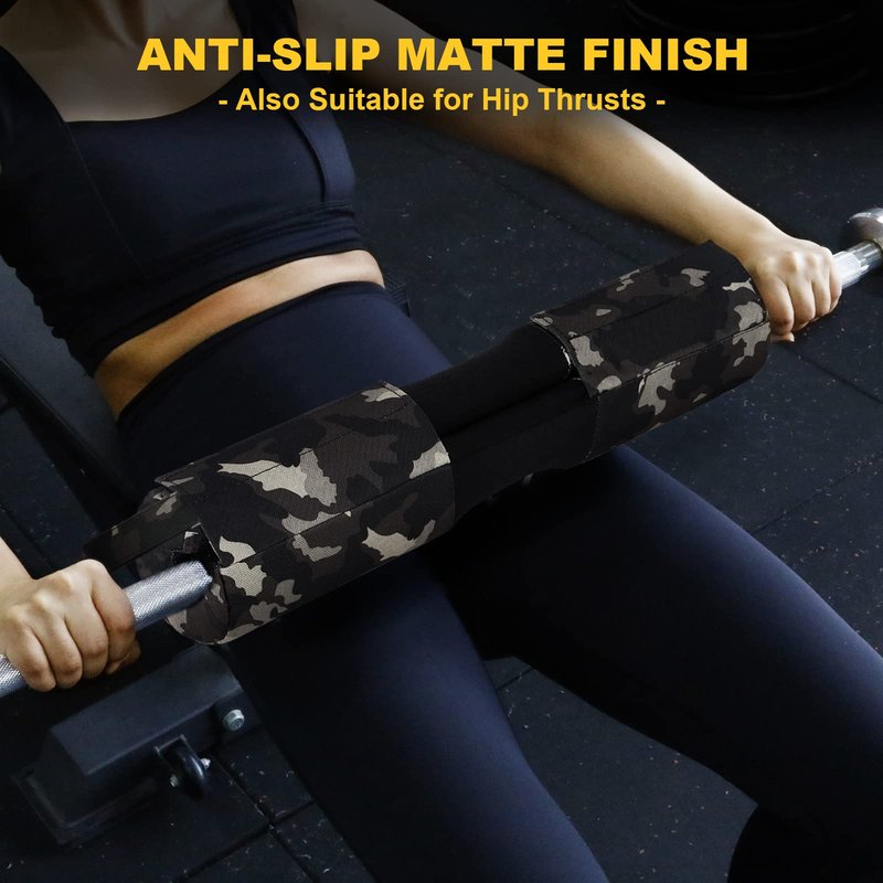 POWER GUIDANCE Barbell Squat Pad - Neck & Shoulder Protective Pad Anti-Skid Points for Squats, Lunges, Hip Thrusts, Weightlifting - Fit Standard and Olympic Bars, Camouflage