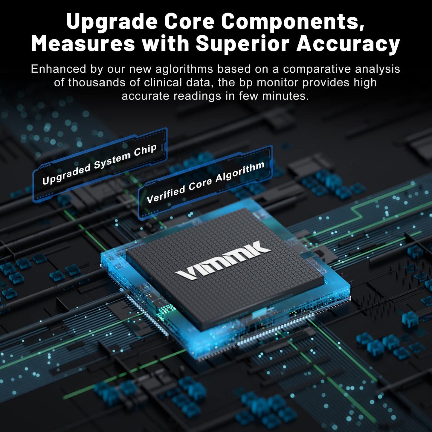 Blood Pressure Monitor CE Approved UK, Vimmk Upper Arm Blood Pressure Machines for Home Use Accurate BP Cuff LED Backlight Display Heart Rate Detection 2x120 Records, Cuff 22-40cm