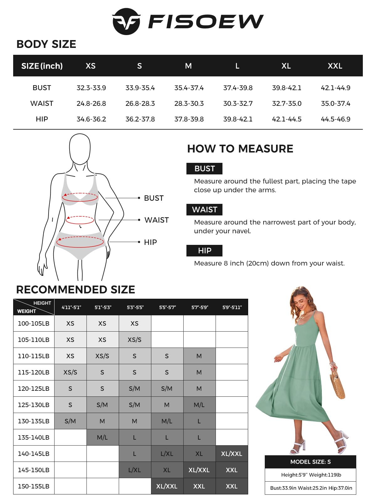Fisoew Womens Spaghetti Strap Dress V Neck Backless Summer Casual A Line Cami Dress with Pocket Black