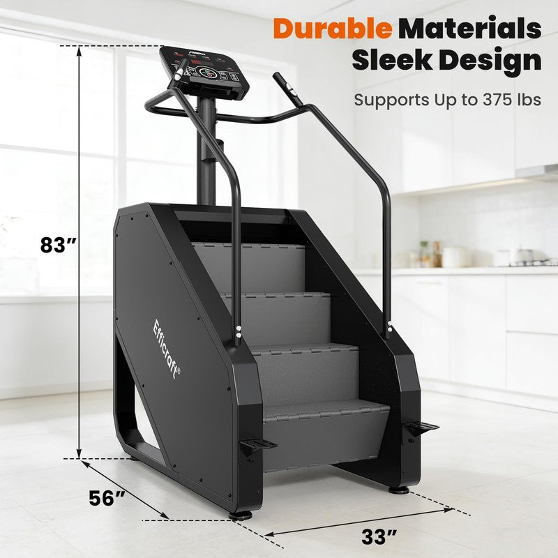 EFFICRAFT Stairmaster Machine with LED Screen, Commercial Grade Stair Climber, 15 Speed Levels Stair Master for Exercise at Home, 15-188 Steps/Min, White Iron Shell