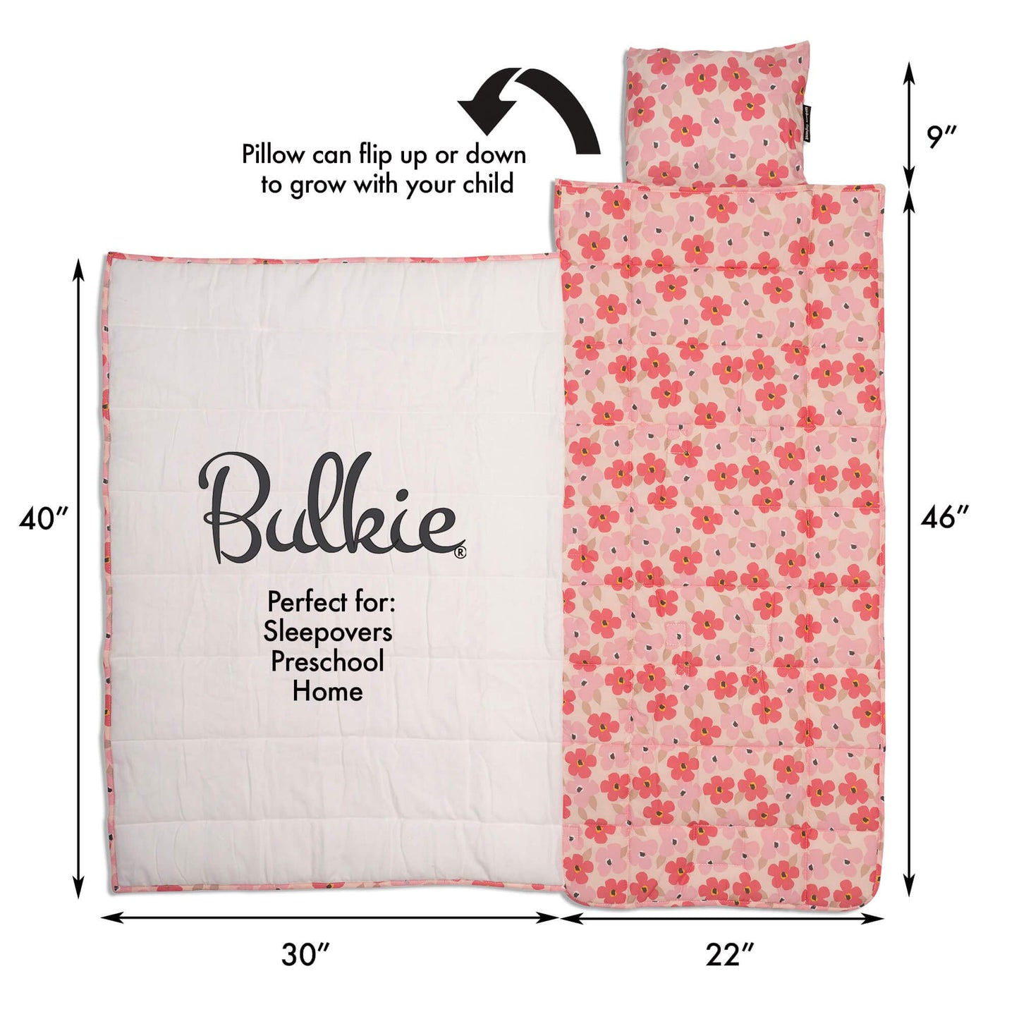 Bulkie Toddler Nap Mat - Sleep Mat for Kids Daycare and Preschool - Folds Up to Carry on Back - Poppies