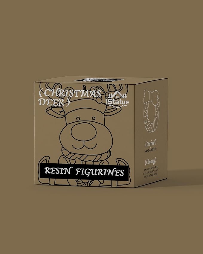 Set of 3 Cute Reindeer Hanging Christmas Tree Ornaments - Hand-Painted Resin Holiday Home Decor & Gift - Durable, Lightweight Xmas Decoration for Family, Friends, Teachers (Deer)